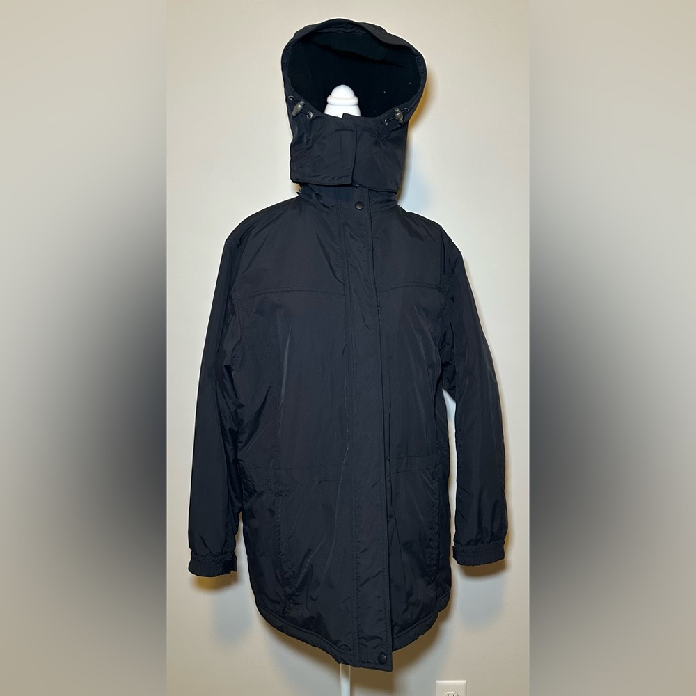 L.L. Bean women’s black‎ jacket coat fall winter utility hood pockets fleece L